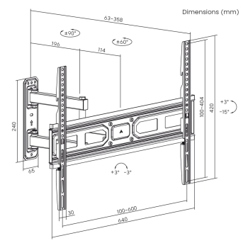 MACLEAN UCHWYT DO TELEWIZORA 37-70" 35KG MAX VESA 600X400 MC-798N-1