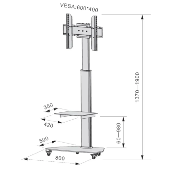 TECHLY STOJAK MOBILNY NA TELEWIZOR LED/LCD 37-70 C-3