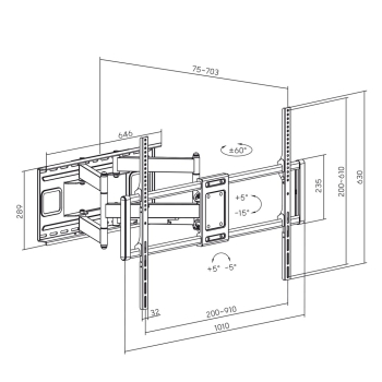Uchwyt do TV ekonomiczny Maclean, max VESA900x600, 60-120", 120kg, czarny, MC-482-1