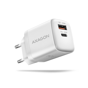 Axagon ACU-PQ30W Ladegerät QC3.0.4.0/AFC/FCP/PPS/Apple+ PD USB-C 30W - weiß - USB Typ C Telefon komórkowy, Smartfon, Sma