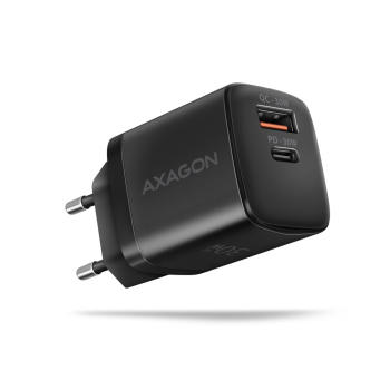 Axagon ACU-PQ30 Ladegerät QC3.0, 4.0/AFC/FCP/PPS/Apple+ PD USB-C, 30W - schwarz - Kompaktes Ladegerät - 1x USB-C und 1x