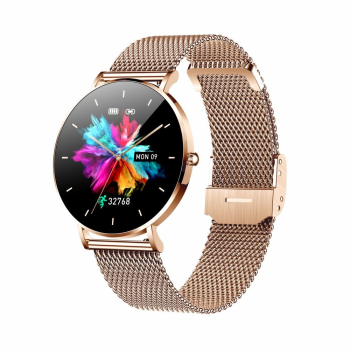 Smartwatch zegarek damski Manta Alexa złoty + różowy pasek-1