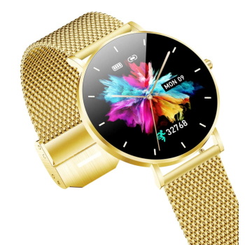 Smartwatch zegarek damski Alexa Lux Gold + różowy pasek-1