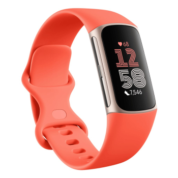 Fitbit Charge 6 Fitness tracker Opaska NFC - koralowy; Koperta - Champagne Gold Aluminium-1