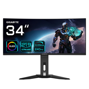 GIGABYTE MO34WQC2 monitor komputerowy 86,4 cm (34") 3440 x 1440 px Wide Quad HD OLED Czarny-1