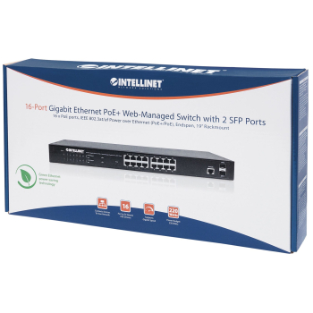INTELLINET GIGABIT SWITCH 16X 10/100/1000 RJ45 POE-5