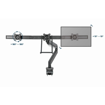 GEMBIRD BIURKOWE REGULOWANE RAMIĘ/UCHWYT NA 3 MONITORY 17-27, VESA 100X100MM, DO 6 KG-7