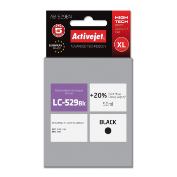 Activejet AB-529BN Tusz (zamiennik Brother LC529BK; Supreme; 58 ml; czarny)-1