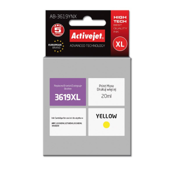 Activejet AB-3619YNX Tusz (zamiennik Brother LC3619Y XL; Supreme; 20 ml; żółty)-1