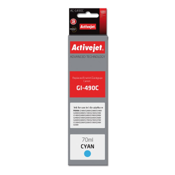 Activejet AC-G490C Tusz (zamiennik Canon GI-490C; Supreme; 70 ml; 7000 stron, niebieski)-1