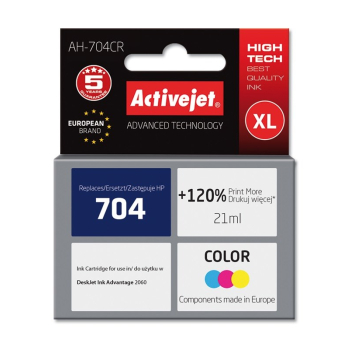 Activejet AH-704CR Tusz (zamiennik HP 704 CN693AE; Premium; 21 ml; kolor)-1