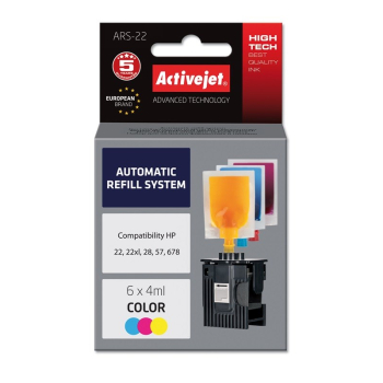 Activejet ARS-22 System uzupełnień Activejet (zamiennik HP22, HP 28, HP 57; 6 x 4 ml; kolor)-1