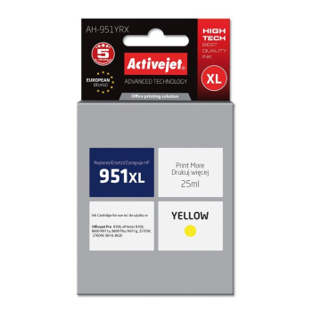 Activejet AH-951YRX Tusz (zamiennik HP 951XL CN048AE; Premium; 25 ml; żółty)-1