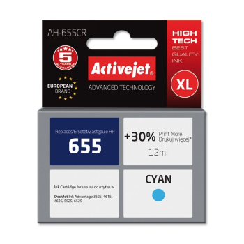 Activejet AH-655CR Tusz (zamiennik HP 655 CZ110AE; Premium; 12 ml; niebieski)-1