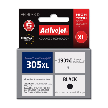 Activejet Tusz AH-305BRX (zamiennik HP 305 XL 3YM62AE; Premium; 20 ml; black)-1