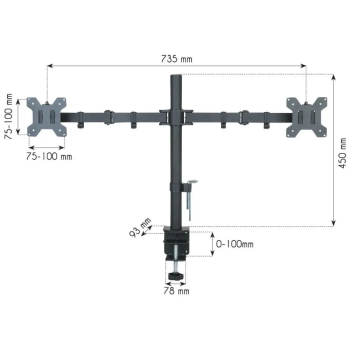 TECHLY PODWÓJNE RAMIĘ BIURKOWE 2X LED/LCD 13-27 CA-7