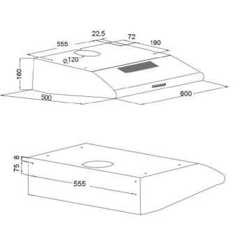Okap podszafkowy AKPO WK-7 P 3060 SZARY (159,8 m3/h; 600mm; kolor szary)-3