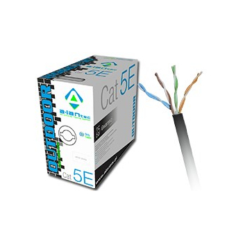 Kabel sieciowy A-LAN drut, zewnętrzny suchy, 100% miedź KIU5OUTS305 (UTP; 305m; kat. 5e; kolor czarny)-1