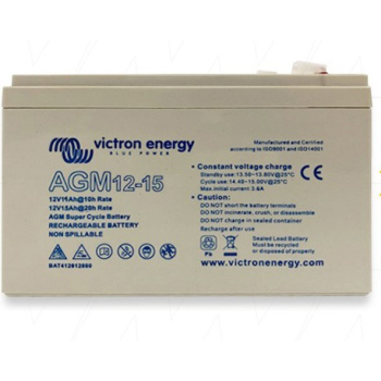 Victron Energy 12V/15Ah AGM Super Cycle Batt. Faston-tab 6.3x0.8-1