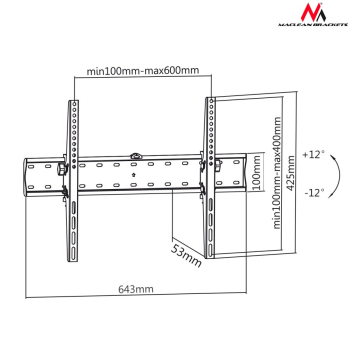 Uchwyt ścienny do telewizora Maclean MC-668 (ścienne, Uchylny; 37" - 70"; max. 40kg)-1