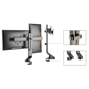 MACLEAN UCHWYT NA DWA MONITORY / PODWÓJNY 17"-27" 14KG VESA 75X75 100X100 MC-854-1