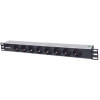 Intellinet 714037 rozdzielacz zasilania PDU 8 x gniazdo sieciowe 1U Aluminium, Czarny