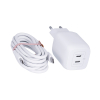 Ładowarka Belkin BoostCharge Pro Dual USB-C PD 3.0 PPS GaN Wall Charger 65W + USB-C to USB-C Cable 2m White