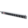 Digitus Listwa zasilająca PDU 19" Rack, 7x gniazdo schuko, 2.0m, 1x wtyk unischuko, 16A, wł./wył., zabezpieczenie przepięciowe, profil aluminiowy