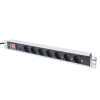 Digitus Listwa zasilająca PDU 19" Rack, 7x gniazdo schuko, 2.0m, 1x wtyk unischuko, 16A, wł./wył., zabezpieczenie przeciążeniowe, profil aluminiowy