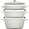 Zestaw 3 naczyń żeliwnych z pokrywką STAUB 40508-388-0 - biała trufla 24 cm