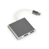 GEMBIRD GEMBIRD MULTI ADAPTER USB TYP-C (M) -> USB TYP-C; USB 3.0; HDMI SZARY