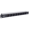 Intellinet 714037 rozdzielacz zasilania PDU 8 x gniazdo sieciowe 1U Aluminium, Czarny