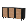 Komoda VOLARE 151x39x75 czarny/orzech