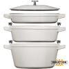 Zestaw 3 naczyń żeliwnych z pokrywką STAUB 40508-388-0 - biała trufla 24 cm