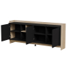 Komoda PORTO 3D 190x38x77 dąb/czarny