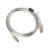 Kabel Lanberg CA-USBA-12CC-0030-TR (USB 2.0 M - USB 2.0 typu B M; 3m; kolor przeźroczysty)