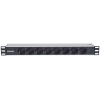 Intellinet 714037 rozdzielacz zasilania PDU 8 x gniazdo sieciowe 1U Aluminium, Czarny
