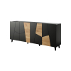 Komoda ETNA 200x42x82 czarny mat + dąb craft