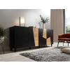 Komoda ETNA 200x42x82 czarny mat + dąb craft