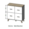 Komoda LOTTA 110 4D wotan + czarny mat