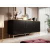 Komoda GLAMOUR 180x40x75,5 czarny mat + złoty