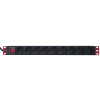 Techly I-CASE STRIP-91UD rozdzielacz zasilania PDU 9 x gniazdo sieciowe 1U Czarny, Czerwony