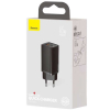 BASEUS ŁADOWARKA SIECIOWA USB + USB-C (CZARNA)