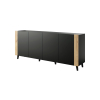Komoda FARO 200x42x82 czarny mat + dąb craft