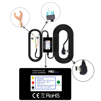 Wideorejestrator lusterko MBG LINE HS900 PRO Sony+ adapter parkingowy