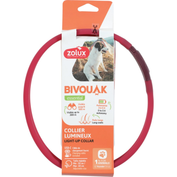 ZOLUX Obroża LED silikon BIVOUAK czerwona