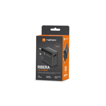 NATEC ŁADOWARKA SIECIOWA RIBERA USB-A 18W CZARNA NUC-2058