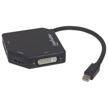 Manhattan 207720 adapter kablowy 0,25 m Mini DisplayPort DVI-I + VGA (D-Sub) + HDMI Czarny