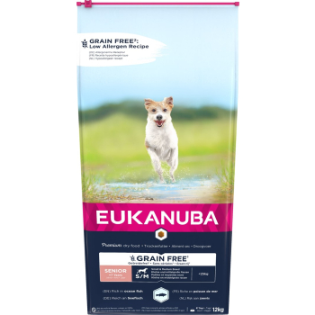 EUKANUBA Grain Free Senior Małe/średnie rasy, Ryby oceaniczne - sucha karma dla psa - 12 kg