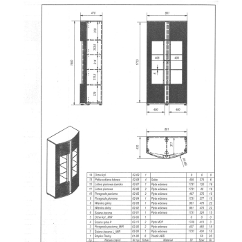 Witryna 2D MICHELLE 86x35-47xH180 czarny/dąb viking